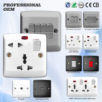 Uso doméstico Universal Wall 3 Gang 2 Way Uk Standard Pc Interruptor de luz Interruptor eléctrico de pared de alta calidad