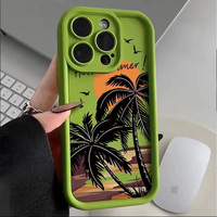 Precio al por mayor puesta de sol árboles de coco imágenes personalizadas Logo funda de teléfono de silicona para iPhone 17 Pro Max 16 15 14 Plus 13 12 11 cubierta