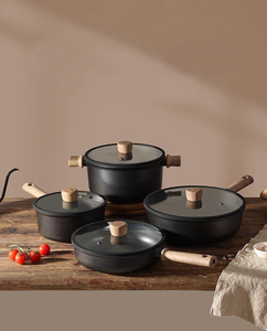 Hiện đại không dính kim loại <span class=keywords><strong>Cookware</strong></span> Set cho Titan Lớp phủ gốm phẳng-đáy Frying Pan xào Pan cảm ứng tương thích lò - Product Image 3