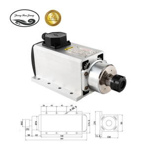 Zhong Hua มอเตอร์แกนหมุนสายพานสี่เหลี่ยมระบายความร้อนด้วยอากาศ ER25 4KW 220V/380V 18000rpm สำหรับเราเตอร์เครื่องแกะสลัก CNC - Product Image 2
