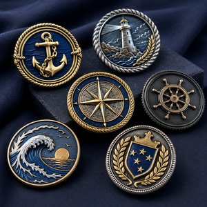 Monedas de desafío metálicas personalizadas, insignia de recuerdo marino, aleación de zinc, troqueladas, relieve 3D, proceso de arenado, niquelado negro - Product Image 1
