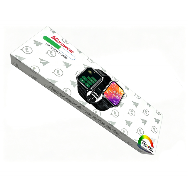 Latest Microwear W12 Pro Smartwatch Amoled Screen Whatsapp Text Message Reply IWO Series 11 12 S11 S12 W12P W11pro Smart Watch