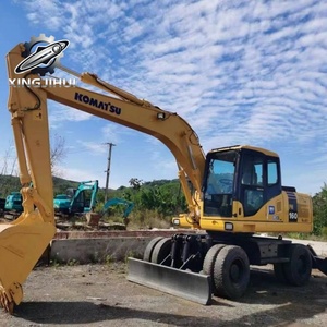 Excavatrice sur pneus Komatsu PW160 d'<span class=keywords><strong>occasion</strong></span> avec moteur Komatsu SAA4D107E, prête à l'emploi, prix bas pour travaux routiers municipaux - Product Image 4