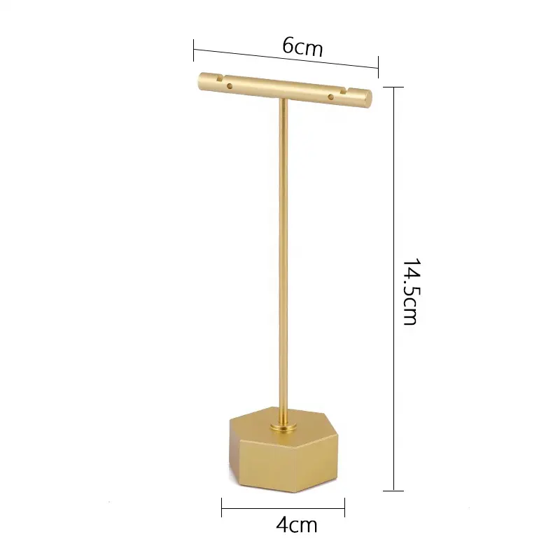 Wholesale T-bar Hanging Earrings Display Stand Jewelry ring Rack Holder Metal Gold Earring Display Stand for jewelry Shop
