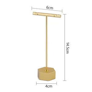 Großhandel T-Bar Hängende Ohrringe Display Stand Schmuck Ring Rack Halter Metall Gold Ohrring Display Stand für Schmuck Shop