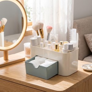 Scatola di plastica acrilica per il trucco Organizer con il cassetto <span class=keywords><strong>forma</strong></span> quadrata per il rossetto spazzola per il batuffolo di cotone custodia per gioielli - Product Image 1