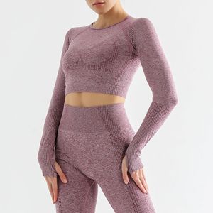 Vendita calda Fitness senza soluzione di continuità donna attiva reggiseno sportivo pantaloncini Leggings pantaloni manica corta tuta sportiva tuta Yoga Set - Product Image 5