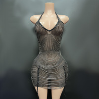 Robe de soirée Novance Y2699-C, robe noire sans manches avec maille et strass, robe de fête de mariage de luxe pour femmes