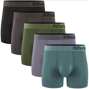 Boxers de sous-vêtements longs taille haute pour hommes, shorts de sport légers pour hommes de grande taille, ensemble de caleçons avec pochette pour hommes, en stock - Product Image 5