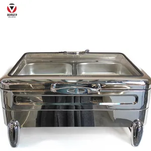 Contenedor de calor de catering profesional de acero inoxidable 304, calentador de alimentos, calentador de Alcohol, plato de frotamiento, servidores de Buffet comercial