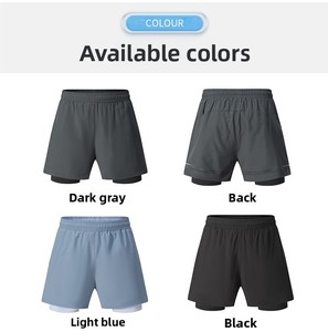 Pantalones Cortos Deportivos para <span class=keywords><strong>Hombre</strong></span>, para Correr, Maratón, <span class=keywords><strong>Atletismo</strong></span>, de Secado Rápido, con Forro, Diseño de Dos Piezas, para Entrenamiento, Fitness, Poliéster y Elastano, Tres Cuartos - Product Image 6