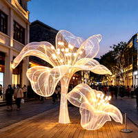 Éclairage de sculpture florale extérieure à grande échelle pour zones scéniques - Lumières paysagères en forme de lys IP65 étanches 3500K Chaud