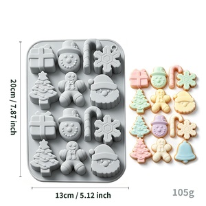 Wholesale Christmas Silicone <b>Mold</b> Set Multi Shape Gingerbread Santa Tree Pattern Cookie Chocolate <b>Jelly</b> Craft Tool - Product Image 5