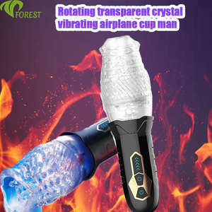 Dispositivo per Masturbazione Maschile Rotante Trasparente Ricaricabile in Materiale TPE, Masturbatore a Forma di Rosa, Vibratore Cristallino per Uomini - Product Image 1