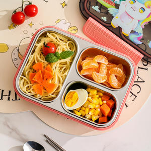 Stainless Steel Lunchbox 800-1000ml With Sealed <b>Compartments</b> For Office And Students Pink Blue Green Purple Cartoon Pattern - Product Image 1