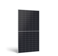 Modul Panel Surya Instalasi Vertikal 585W Setengah Sel Hitam Sepenuhnya, Efisiensi Tinggi Tipe-N HJT Bifacial Kaca Ganda