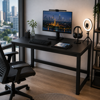 Table d'ordinateur portable ergonomique moderne et simple en gros, avec pieds en métal et plateau en bois, bureau multifonctionnel avec étagère pour bureau, maison et étude
