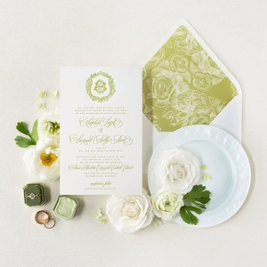 Suite di Inviti Matrimoniali di Lusso in Carta di Cotone Testurizzata Verde Salvia e Bianca con Nastro in Organza, Sigillo in Cera e Busta Personalizzata - Product Image 2