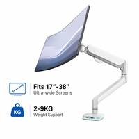 Nouveau support de moniteur noir esthétique à mouvement complet avec ressort à gaz, support de bureau VESA 75 100, capacité de charge de 10 kg, professionnel