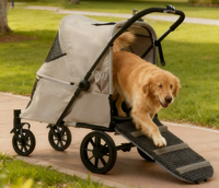 Poussette pliable légère et réglable pour animaux de compagnie, grande capacité, avec fonction d'escalade, chariot de transport pour chiens âgés à 4 roues pour l'extérieur