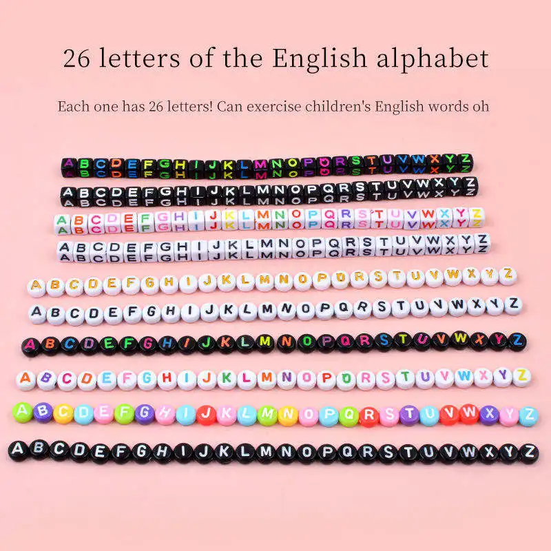 1200 buah manik-manik huruf alfabet datar bulat putih 7mm manik-manik huruf akrilik untuk membuat perhiasan
