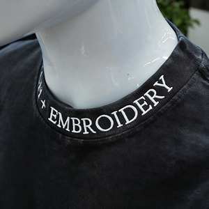 T-Shirt Verde a Tinta Unita con Colletto Spesso, Personalizzabile con Ricamo e Motivi a Lettere, <span class=keywords><strong>Abbigliamento</strong></span> Maschile - Product Image 3