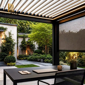 Pérgola de Aluminio RKOVE RK-C2, Moderna, con Pantalla Retráctil, Estructura para Sombreado de Patio Exterior, Marco con Recubrimiento en Polvo Negro, Plateado y Blanco - Product Image 1