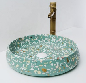 Lavabo en béton de style moderne, lavabo de salle de bain en terrazzo, lavabo rond pour se laver les mains - Product Image 6