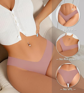 سراويل داخلية نسائية أحادية اللون لرفع المؤخرة بدون آثار ظاهرة، مصنوعة من الحرير الصناعي، مريحة وقابلة للتنفس، منخفضة الخصر للاستخدام اليومي - Product Image 2