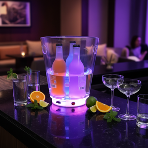 Espositore per secchiello del ghiaccio acrilico a LED ricaricabile per uso domestico o commerciale - Product Image 1