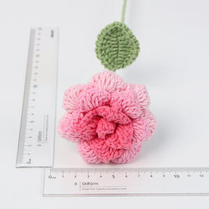 ดอกไม้วาเลนไทน์ D97สำหรับวันแม่แบบถักโครเชต์ DIY ช่อดอกไม้สำเร็จรูปทำด้วยมือถักด้วยดอกกุหลาบสีแดง - Product Image 5