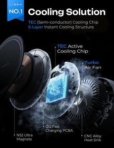 ที่ชาร์จในรถยน<span class=keywords><strong>ต</strong></span>์ LISEN <span class=keywords><strong>แบ</strong></span>บระบายความร้อนพร้อมที่ยึดโทรศัพท์แม่เหล็ก รองรับการชาร์จไร้สาย Qi2 15W พร้อมระบบระบายความร้อน TEC อุปกรณ์เสริมในรถยน<span class=keywords><strong>ต</strong></span>์สำหรับติด<span class=keywords><strong>ต</strong></span>ั้งบนแผงหน้าปัด - Product Image 6