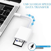 Adaptador OTG 2 en 1 de 8 pines tipo C Hub, tarjeta de memoria Sd TF para teléfono móvil, tarjeta de lectura Otg de alta velocidad multi en uno