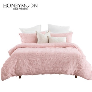 फैशन बेडडिंग नए डिजाइन गुलाबी रंग क्रिकल 3 पीसी ठोस 85gm duवेट कवर सेट - Product Image 5