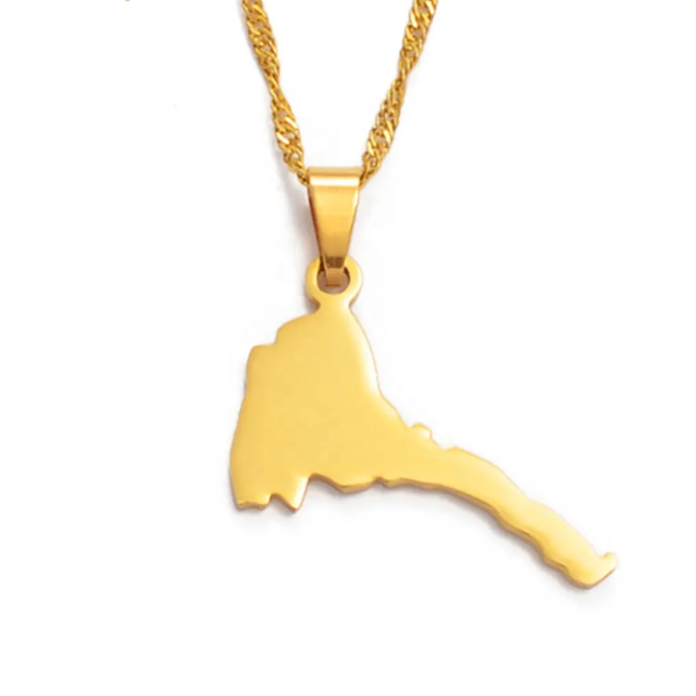 Colar minimalista pequeno com pingente de mapa da Eritreia, joia banhada a ouro, presente perfeito para ele, sua mãe e pai, presente de aniversário