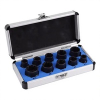 Kit de 10 extracteurs de vis et écrous noirs, outil hexagonal à douille pour écrous cassés, entraînement 3/8 po, jeu d'écrous à filetage métrique