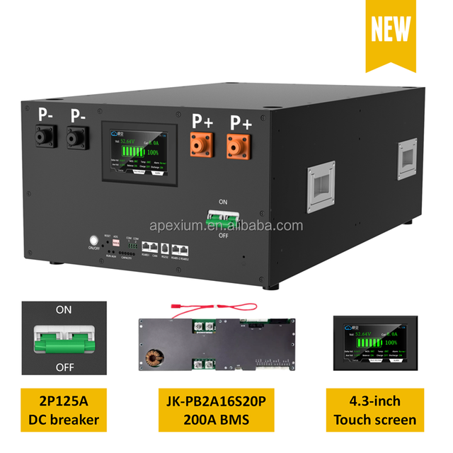 EU Stock 16S DIY Kits 51.2V 15Kwh 280ah LiFePO4 Battery Box Metal Box 48V Empty Enclosure With V19 JK PB2A16S20P Inverter BMS