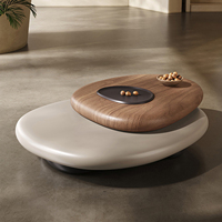 Table Basse Pivotante Designer Moderne, Table Centrale Irrégulière en Bois Créative Populaire, Table de Salon Luxueuse Rétro