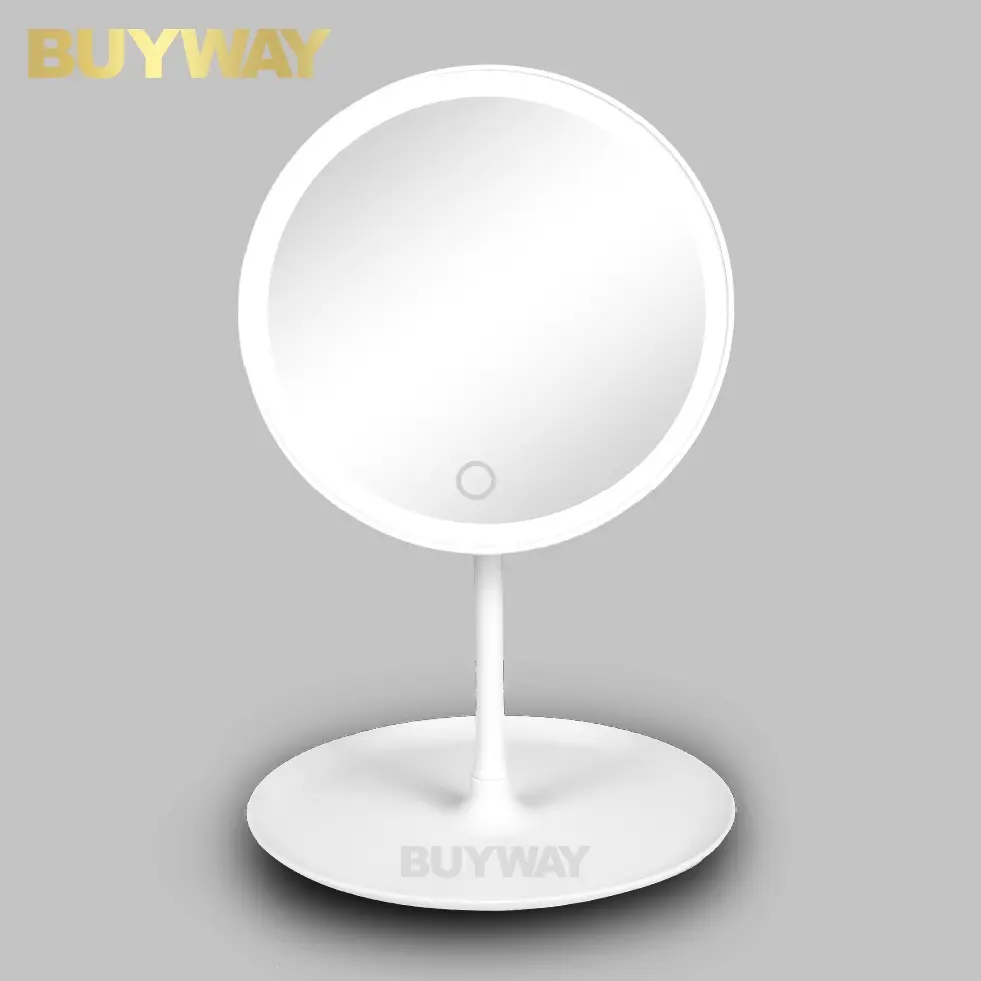 Wholesale Foldable Portable Customised Rechargeable Desktop Smart Touch Screen Stand Round Travel Table Makeup Mirror For Girl
