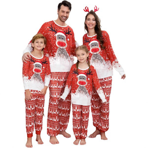 Pijamas Navideños De Dos Piezas Al Por Mayor Rojos A Cuadros Con Pecho Abierto Y Solapa Para Familias A Juego - Product Image 3