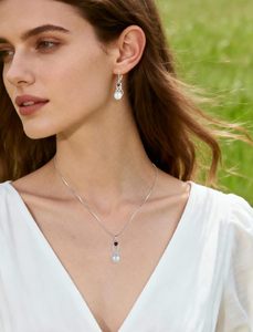 Collar con Colgante de Perla de Agua Dulce en Forma de Corazón con Cadena de Bambú de Plata de Ley 925 para Mujer, Joyería Deportiva con Piedra de Nacimiento, Marca EJARY - Product Image 3