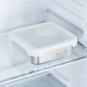 กล่องเก็บอาหารสแตนเลส 304 พร้อมฝาปิดซิลิโคน; เหมาะสำหรับการแช่เย็นและอุ่นด้วยไมโครเวฟ - Product Image 4