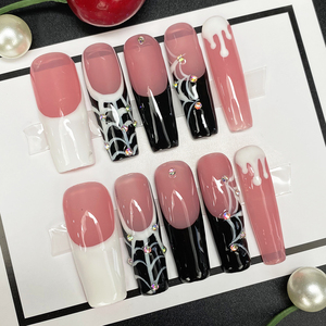 <span class=keywords><strong>Uñas</strong></span> Postizas Acrílicas Francesas Brillantes Y2K, <span class=keywords><strong>Uñas</strong></span> de Estilete Hechas a Mano, <span class=keywords><strong>Uñas</strong></span> Artificiales Reutilizables, <span class=keywords><strong>Manicura</strong></span> Acrílica de 10 Piezas - Product Image 4