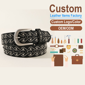 Cinturón de Cuero PU Personalizado con Tachuelas de Diamantes de Imitación, Patrón Geométrico, Hebilla Plateada, Estilo Casual, Moldeado en una Sola Pieza - Product Image 1