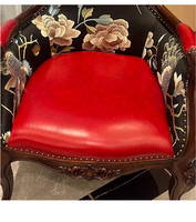 Fauteuil individuel en chêne style campagne française, avec accoudoirs, motif tigre et imprimé paon, rétro, pour hôtel, balcon, décontracté, avec repose-pieds