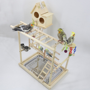 Cage en bois de couleur naturelle pour les animaux domestiques, abri vertical pour les <span class=keywords><strong>oiseaux</strong></span>, maison pour les perroquets, 9 unités - Product Image 2