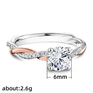 Anello Geometrico Rotondo Bicolore in Rame per Donne, Elegante Gioiello da Dito con Incastonatura a Griffe - Product Image 5