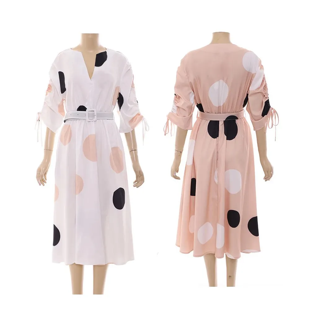 2024 new design polka dot slim-fit long sleeve dress for women