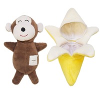 Jouet interactif en peluche durable anti-ennui pour chien, avec couineur, motifs banane, singe, carotte, lapin, pour usage intérieur, pour animaux de compagnie tendance