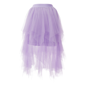 Jupe tutu en tulle pour femmes, ourlet irrégulier, couleur unie, multicouche élastique, jupe princesse en maille pour la plage, la fête et le streetwear. - Product Image 5